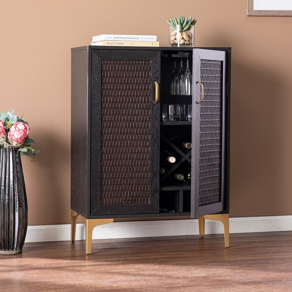 SEI Furniture Home Raintree Transitional Black Wood Bar Cabinet