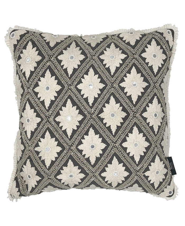 Mod Lifestyles Embroidered Geometric Decorative Pillow， 18'' x 18''