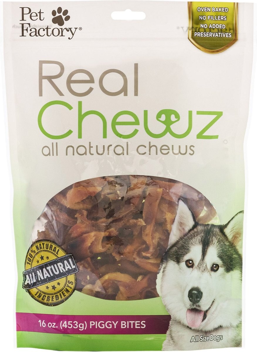 Pet Factory Real Chewz Piggy Bites All Natural Chewy Dog Treats， 16-oz bag