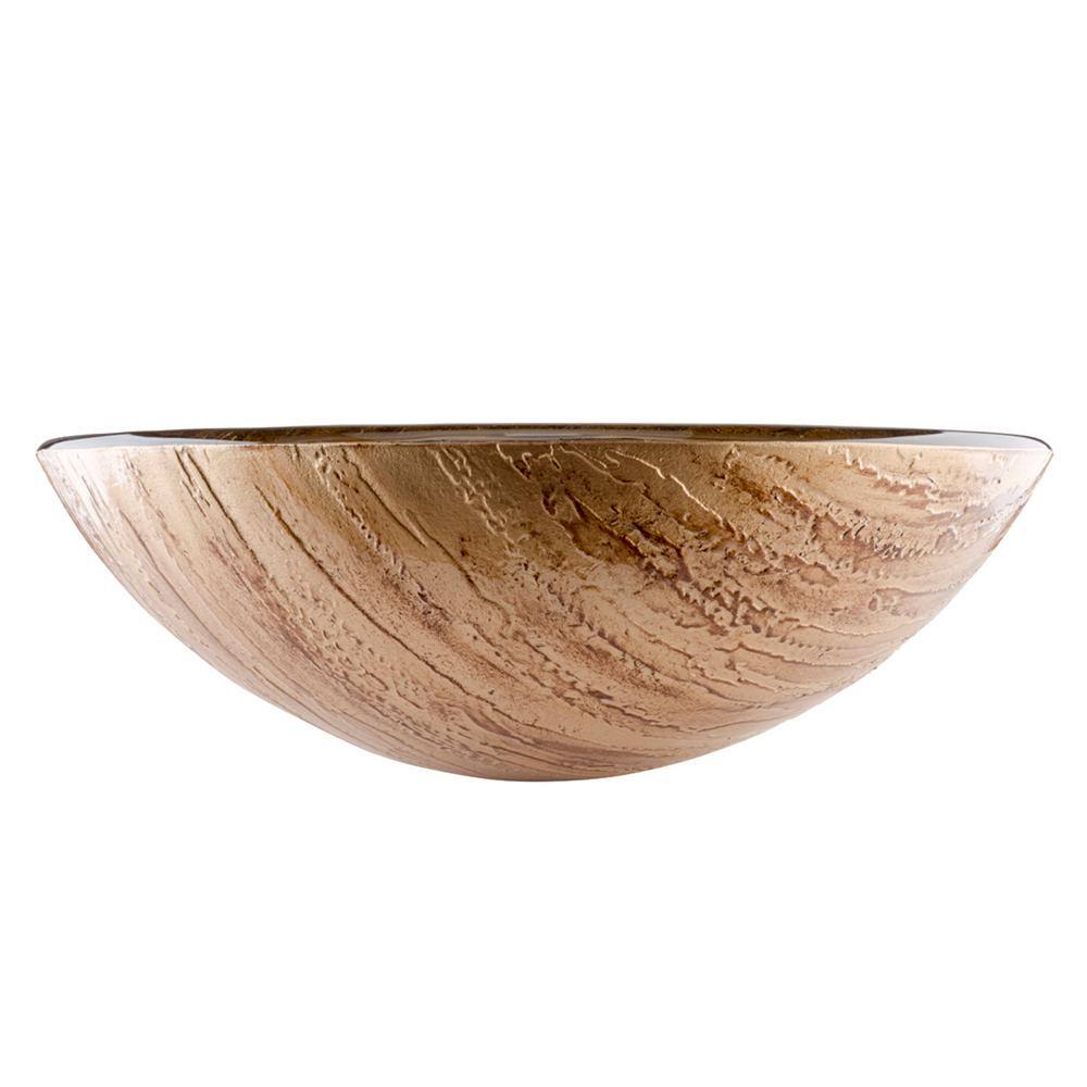 VIGO Giovanni Amber Sunset Glass 17 in. L x 17 in. W x 6 in. H Round Vessel Bathroom Sink VG07027