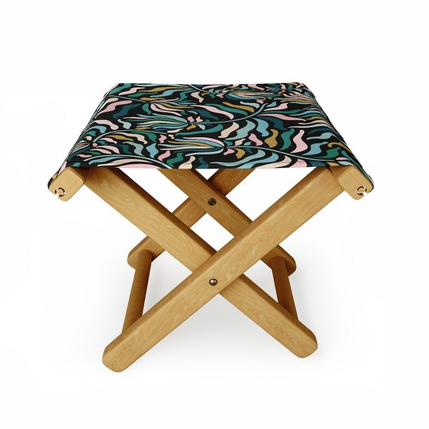 Evamatise Springtime Florals On Dark Folding Stool Deny Designs