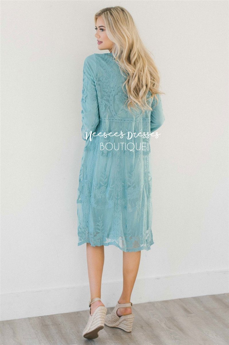 Day Dreamer Lace Dress in Dusty Teal