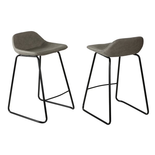 Cortesi Home Ava Counterstools in Grey Faux Leather (Set of 2) - 24 seat