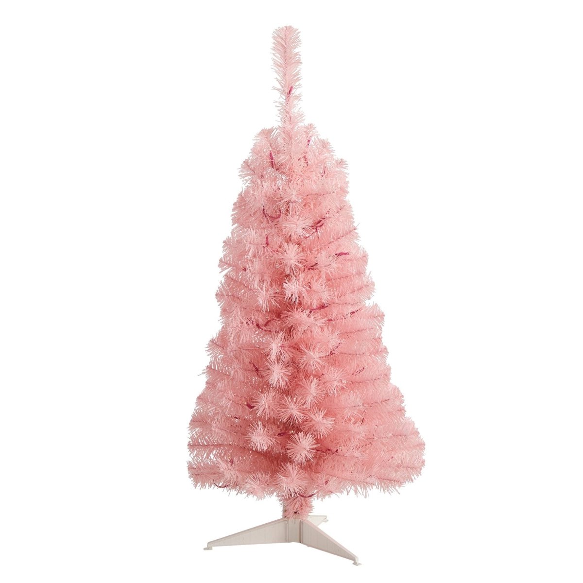 3’ Pink Artificial Christmas Tree with 50 LED Lights & 118 Bendable Branches - Whimsical Holiday Decor