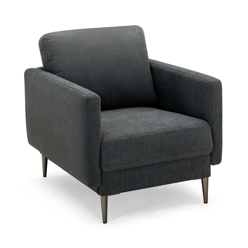 Modern Accent Chair Upholstered Armchair Single Sofa Couch with Removable Cushions & Solid Metal Legs