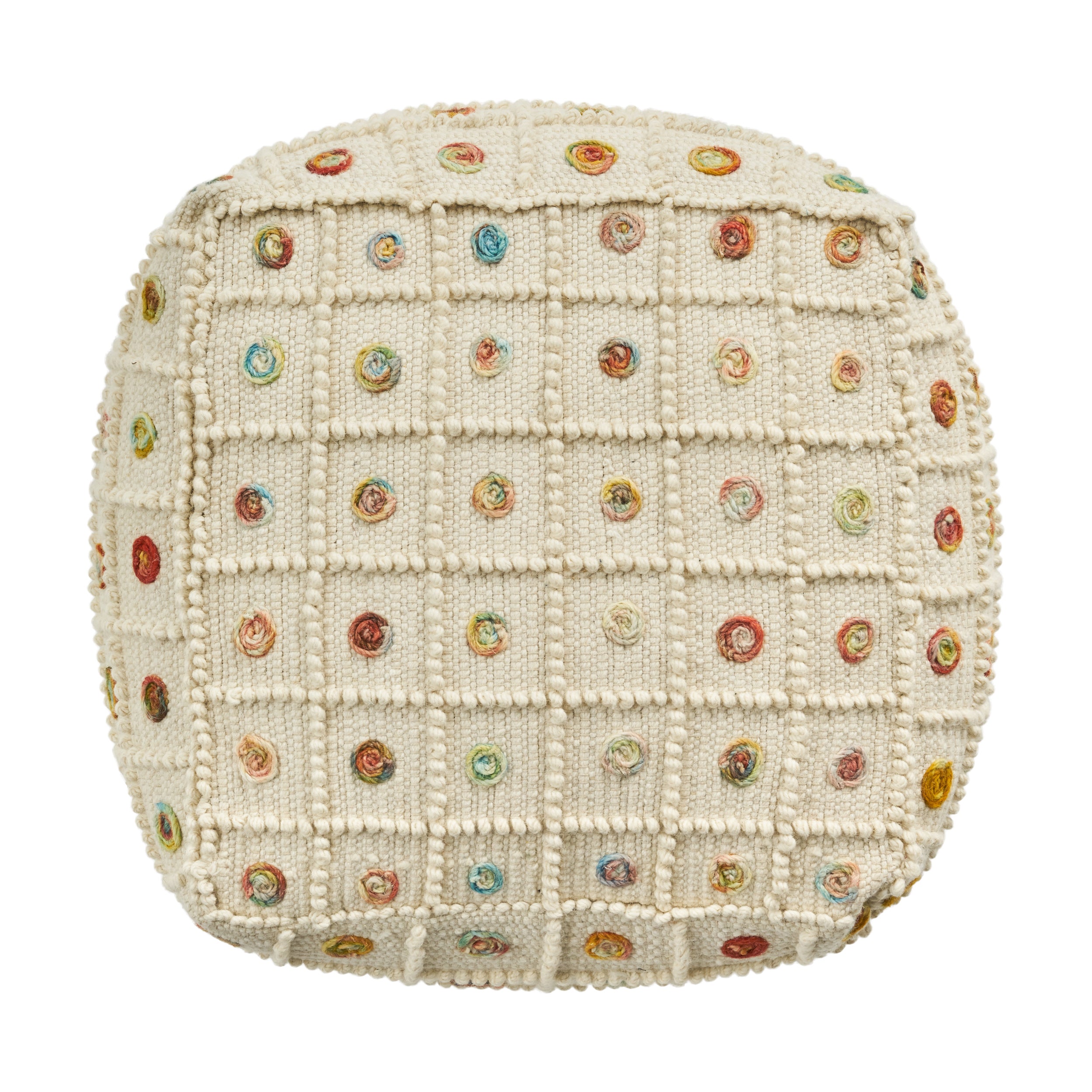 Jaceyon Boho Wool and Cotton Ottoman Pouf