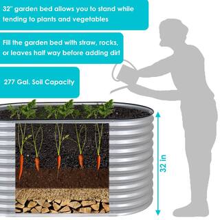 Sunnydaze Decor Sunnydaze 62.5 in. W x 32 in. H Silver Oval Stand-Up Steel Raised Garden Bed HST-884