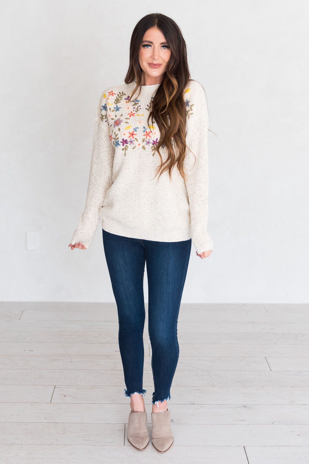 Born To Bloom Modest Sweater