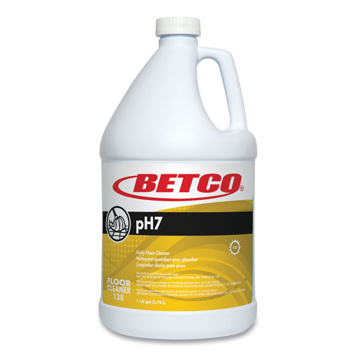 Betco pH7 Floor Cleaner | Lemon Scent， 1 gal Bottle， 4