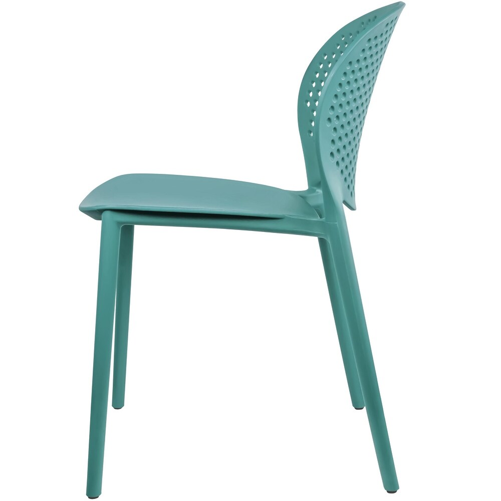 Modern Plastic Garden Patio Indoor or Outdoor Dining Stackable Chair UV Protected Armless With Dot Back Surf