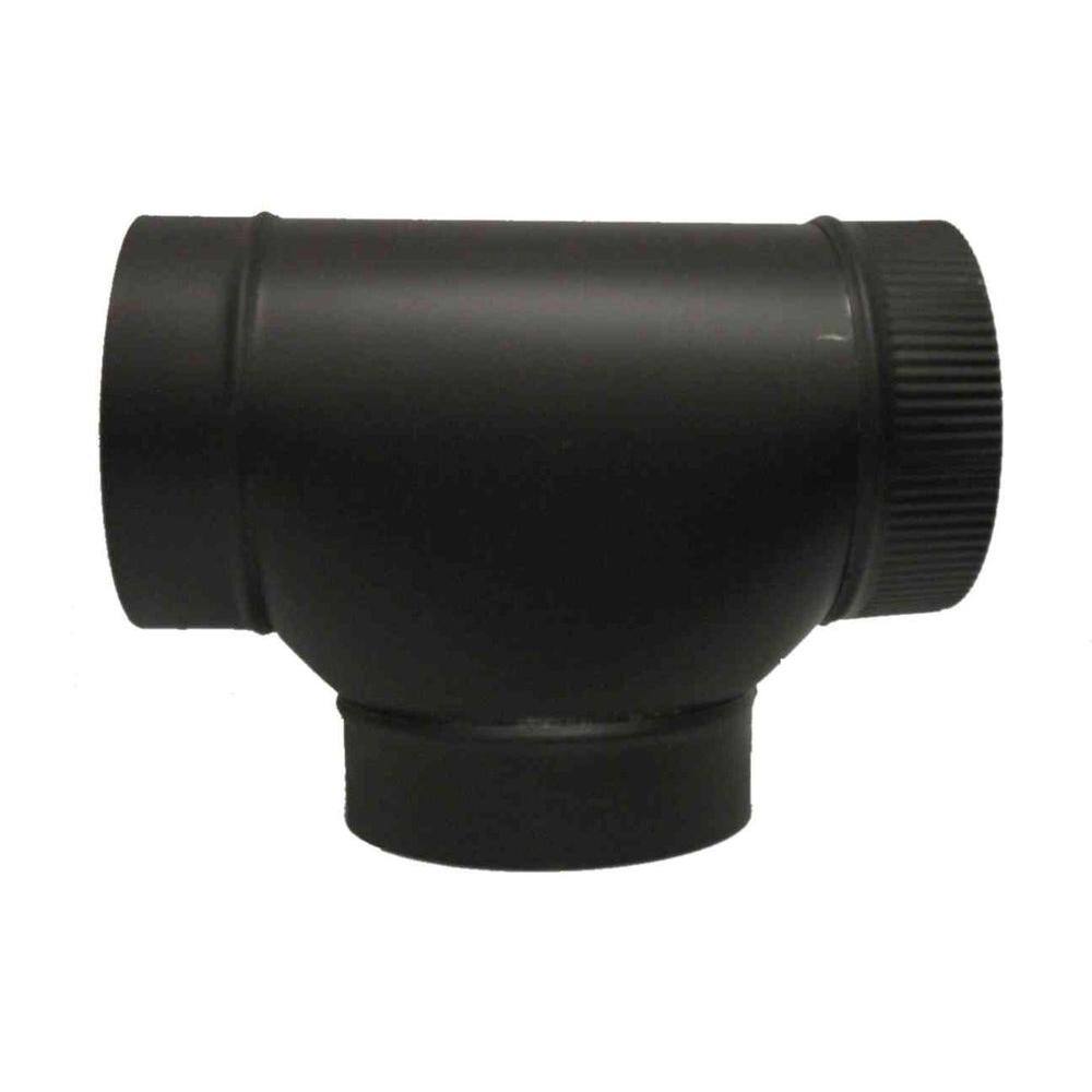 Master Flow 6 in. Black Stove Pipe Round Tee BAT6X6X6