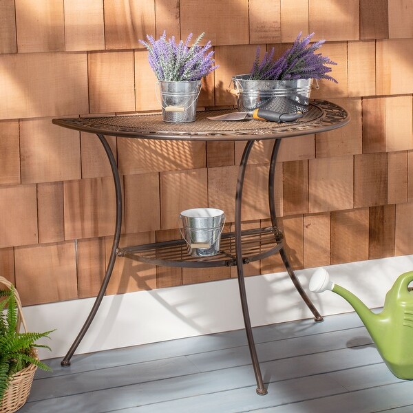 SAFAVIEH Outdoor Living Genson Victorian Iron 2Tier End Table