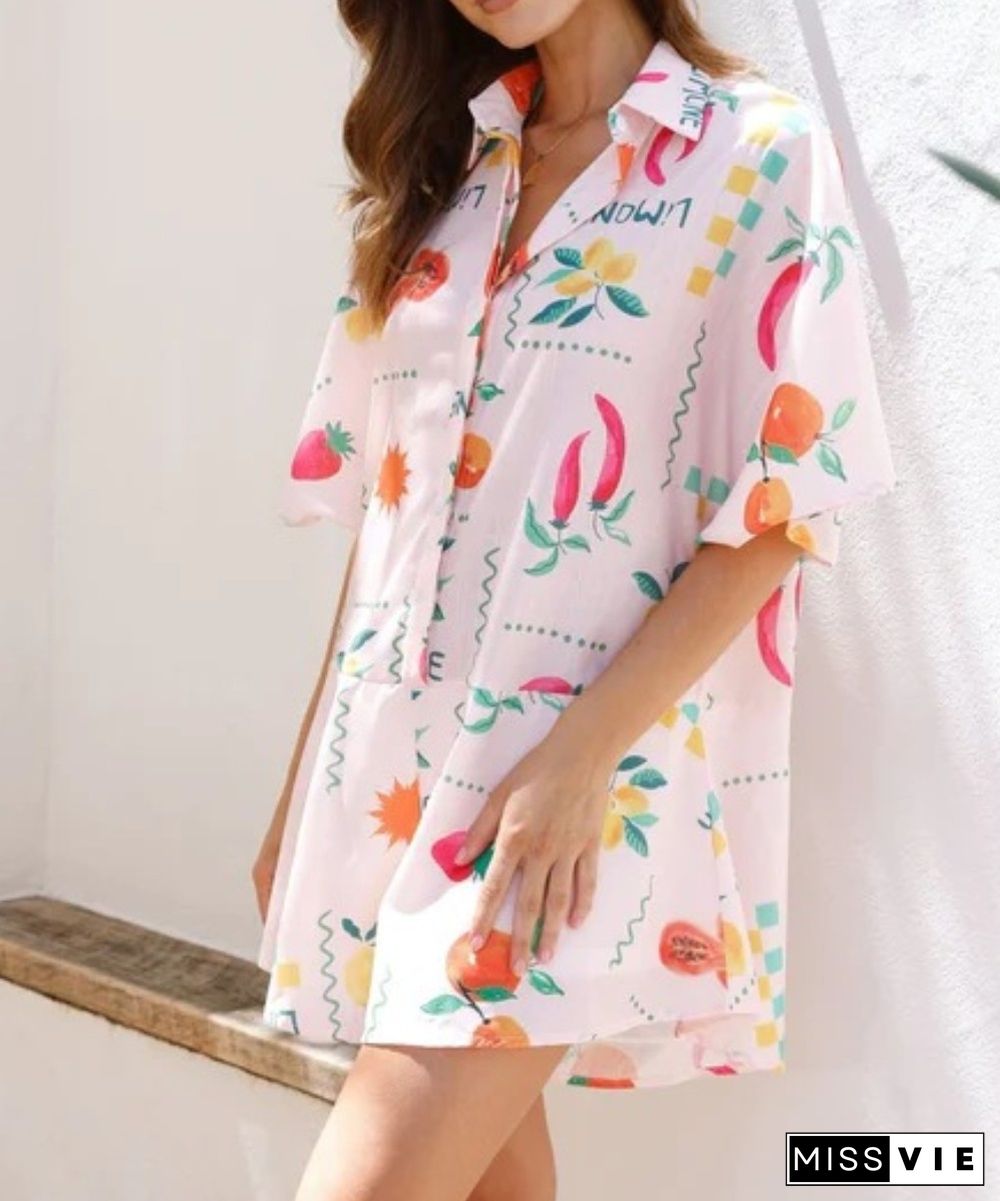 Simple Fruit Print Jumpsuit