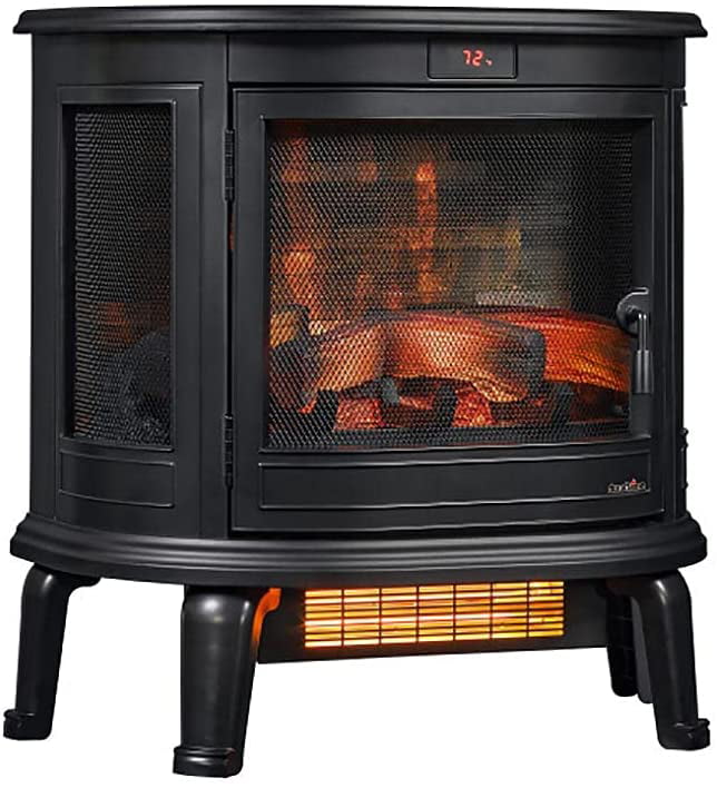 Duraflame Black Curved Front 3D Infrared Electric Fireplace Stove with Remote Control - DFI-7117-01