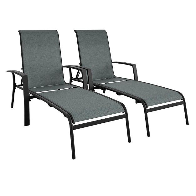 Cosco Outdoor Adjustable Aluminum Chaise Lounge Patio Furniture Set