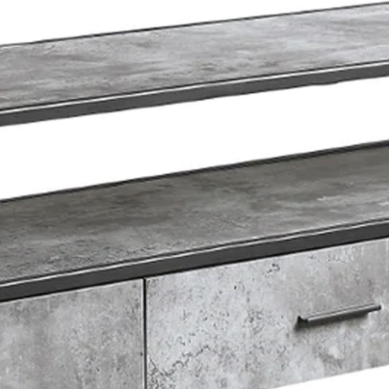 Ish 60 Inch Entertainment Center TV Stand， 3 Drawers， Wood， Gray， Black