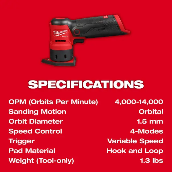 Milwaukee M12 FUEL Orbital Detail Sander