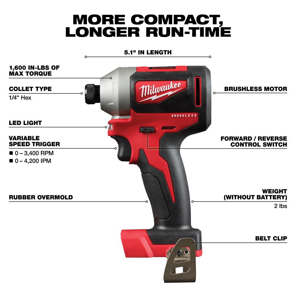 MW M18 Compact Brushless Drill Driver/Impact Driver Combo Kit 2892-22CT from MW