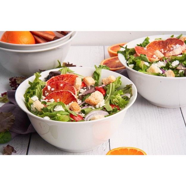 Kook Ceramic Salad Bowls White Glossy Porcelain 41 Oz Set Of 4