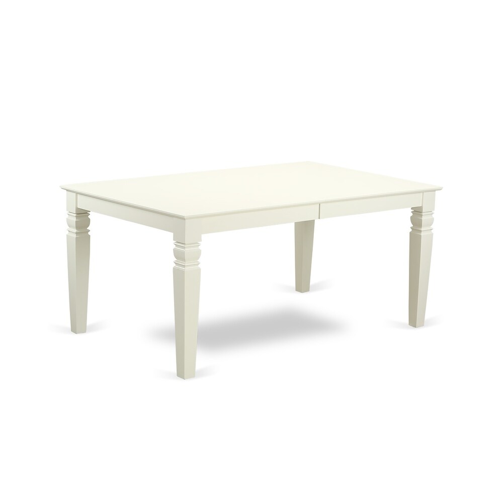 East West Furniture Dining Table Se  A Rectangle Dining Room Table and Wood Seat Chairs  Linen White (Pieces Options)