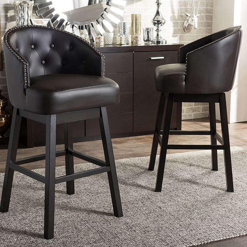 Baxton Studio Avril Faux-Leather Swivel Counter Stool 2-piece Set