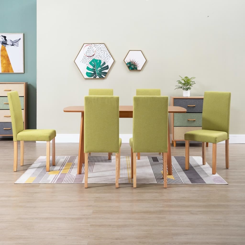 Dining Chairs 6 pcs Green Fabric