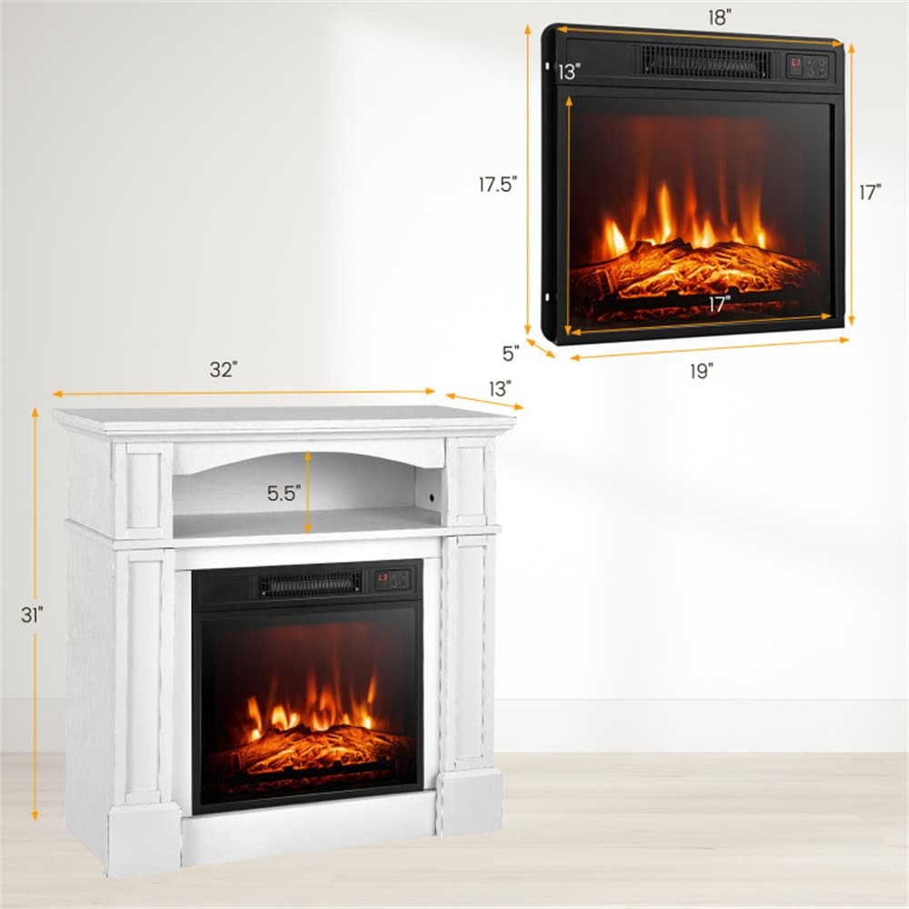 18 inch Freestanding Electric Fireplace with Shelf