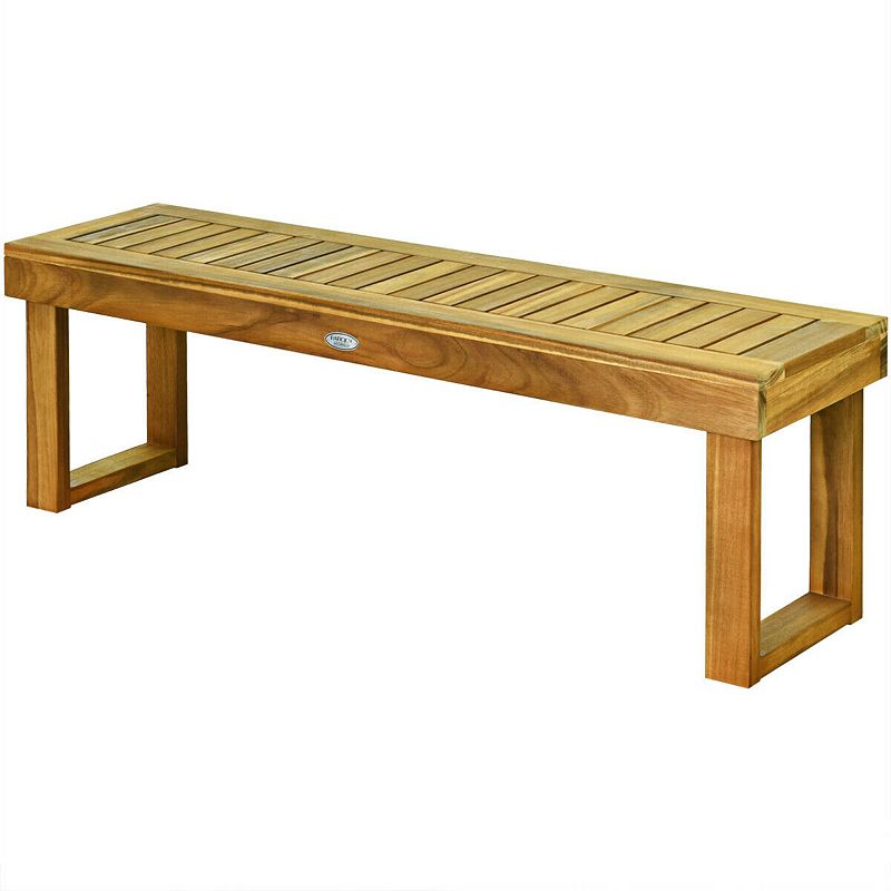 52 Inch Acacia Wood Dining Bench with Slatted Seat