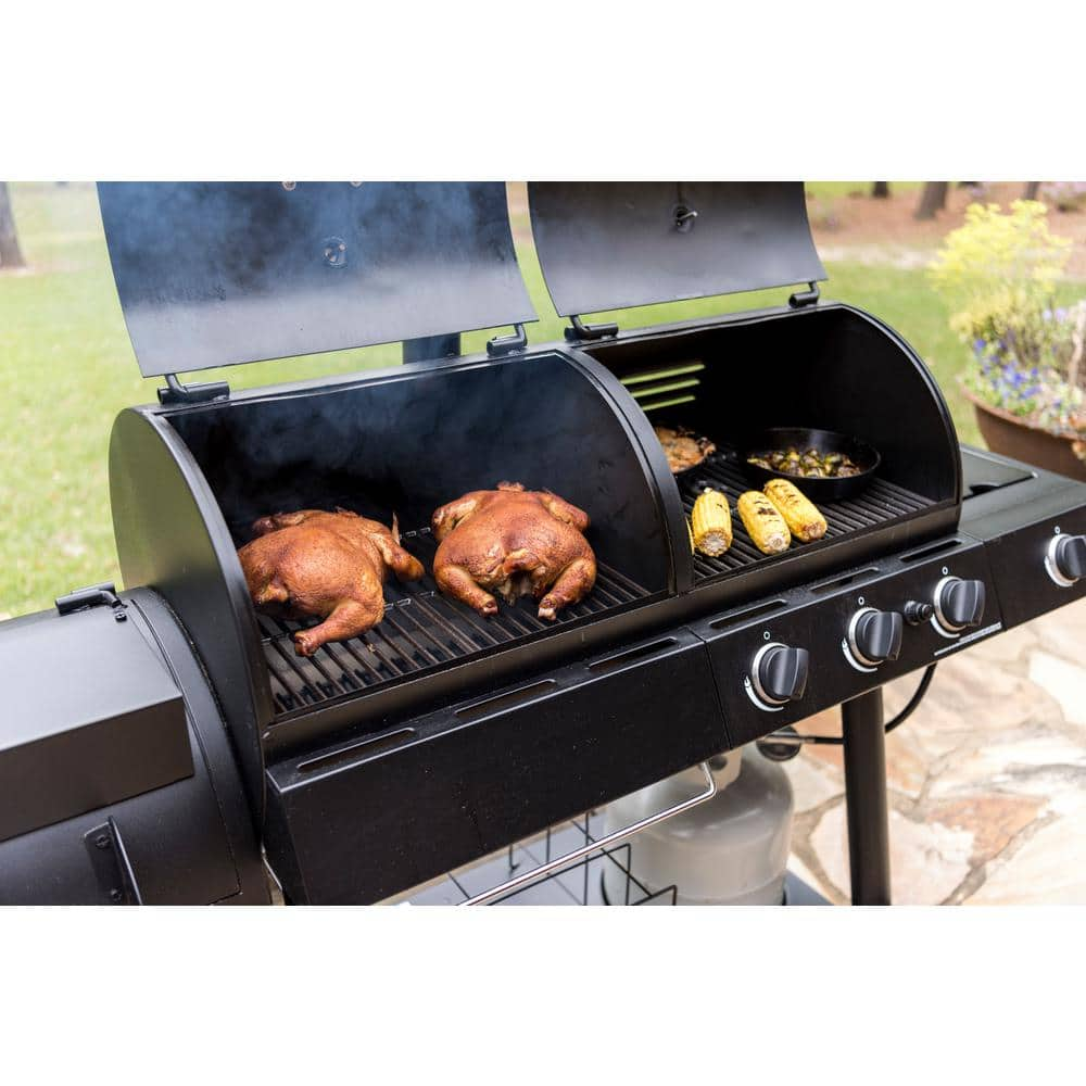 OKLAHOMA JOE'S Longhorn Combo 3-Burner Charcoal and Gas Smoker Grill in Black with 1,060 sq. in. Cooking Space 15202029