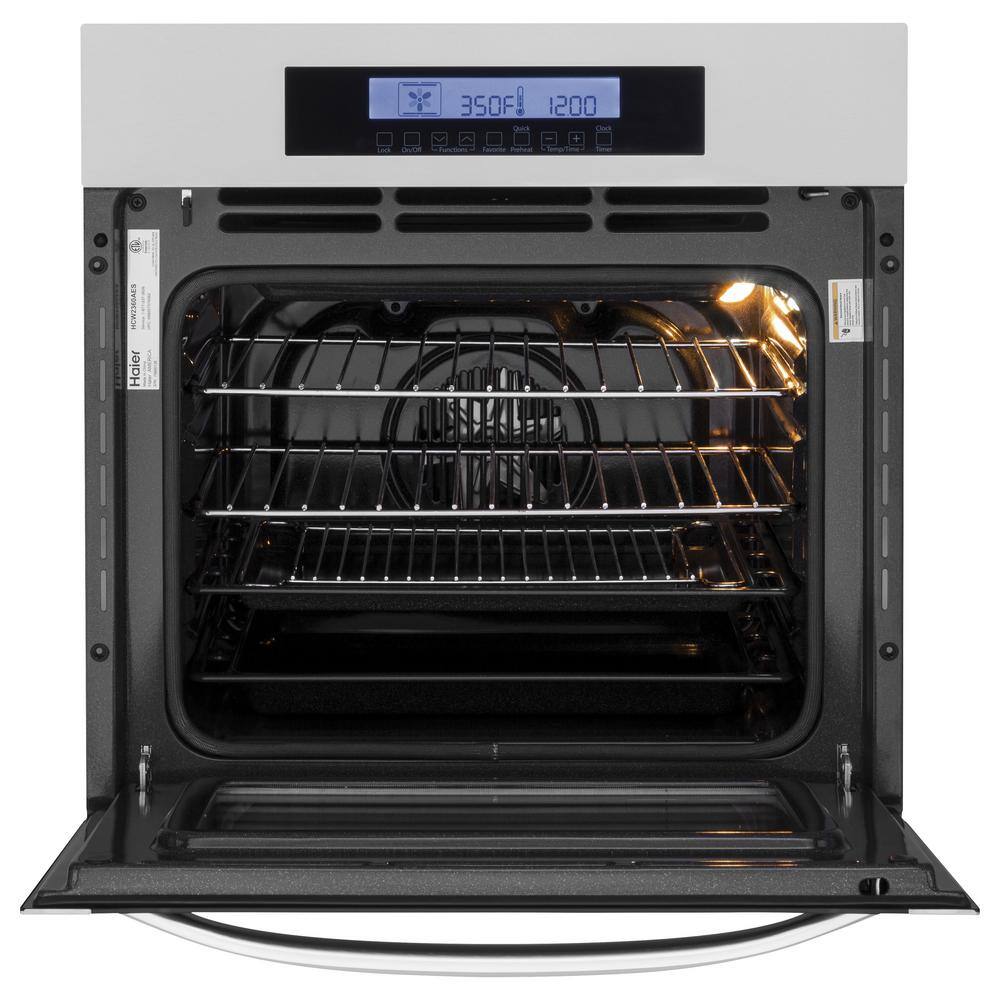 Haier 24 in. Single Electric Wall Oven with Convection in Stainless Steel HCW2360AES