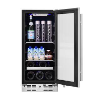 TITAN Signature 15 in. 48 Can and 7 Bottle Stainless Steel Single Door Single Zone Built-In Beverage and Wine Cooler SS-BW154807SZ