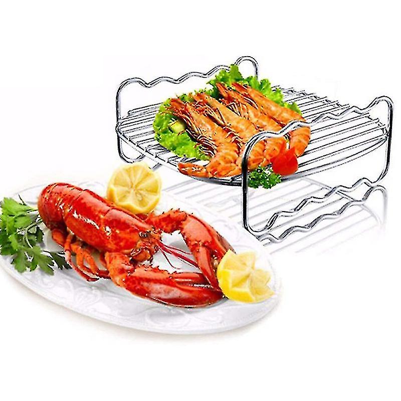 Air Fryer Double Layer Rack， Multi-purpose Air Fryer Rack， Metal Holder Air Fryer Accessories(7inch