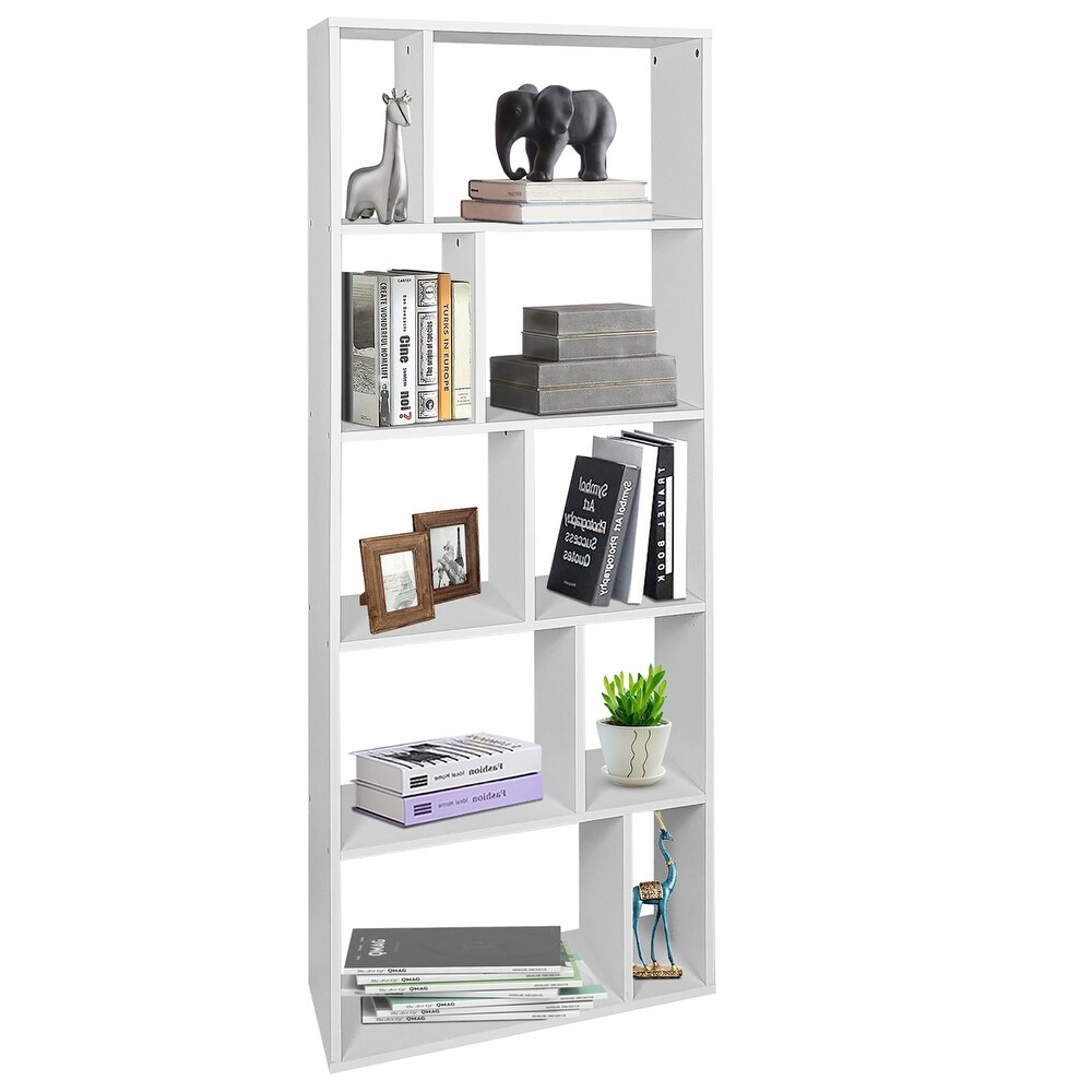 Costway 5 tier Wood Bookcase 66'' Tall Open Storage shelf Display Rack   See Details