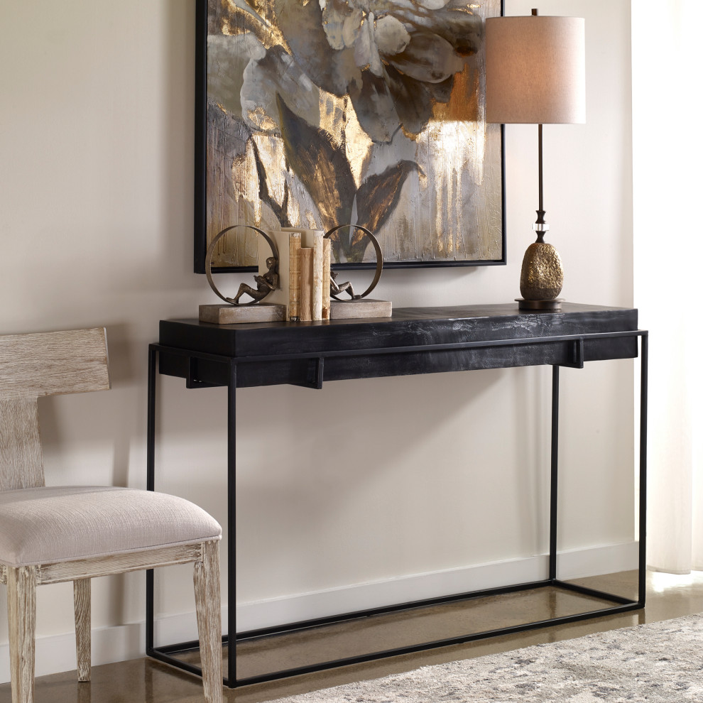 Uttermost Telone Modern Black Console table   Industrial   Console Tables   by Modern Furniture LLC  Houzz