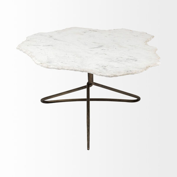 Pinera I Gold and White Irregular Marble Top Coffee Table