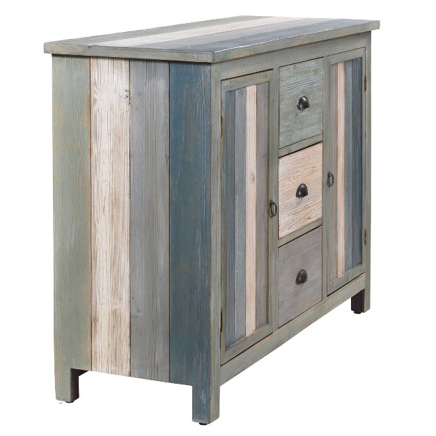 Distressed 3 Drawer 2 Door Cabinet Blue gray Stylecraft