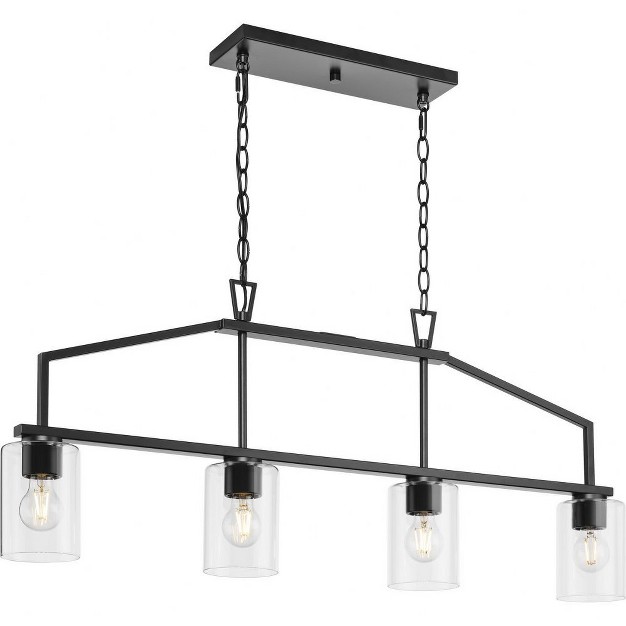 Progress Lighting Goodwin 4 light Island Light Matte Black Clear Glass Shades