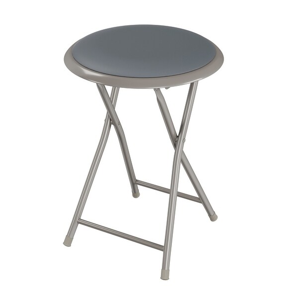 18-Inch Round Folding Stool， Gray