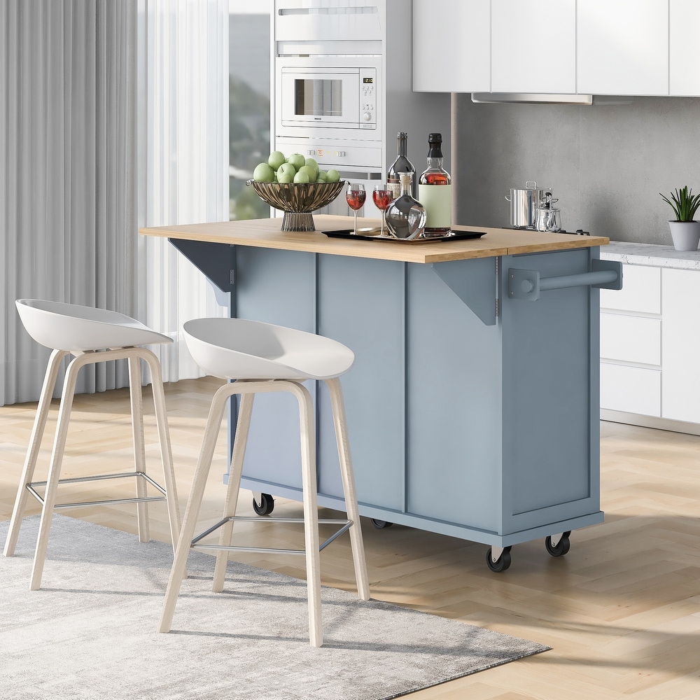 Stationary Storage Islands Rolling Kitchen Islands Cart w/ Drop leaf Cabinet Internal Storage Racks  Folding Dinding Table