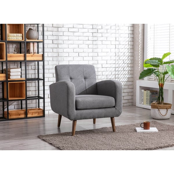 Porthos Home Suri Accent Chair， Fabric or PU Upholstery， Rubberwood Legs