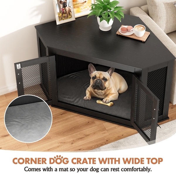 Corner Dog Crate Dog Kennel with Cushion Indoor Dog Crate Cage