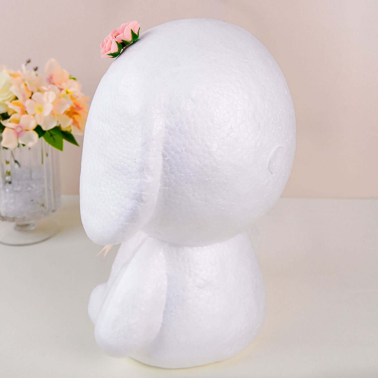 DIY White 3D Modeling StyroFoam Puppy, Polystyrene Craft Foam Animal 12.5