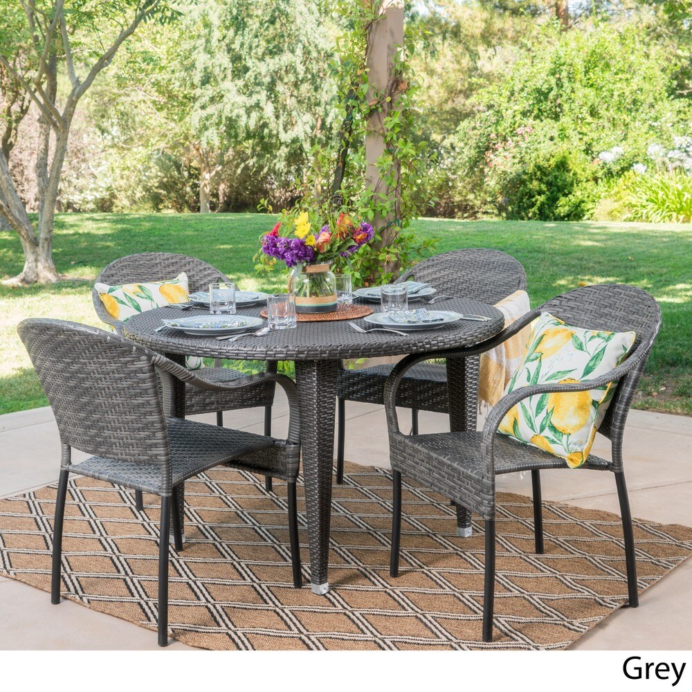 Belvedere Outdoor 5 piece Round Dining Set by Christopher Knight Home