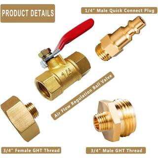 Brass Freeze Adapter with 2-Pieces 14 in. Male Quick Connect Plug and 2-Pieces 34 in. Male and Female Threads B08M5F3JKJ
