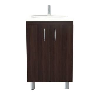 Inval 18.89 in. W x 14.96 in. D Bathroom Vanity in Espresso-Wengue with White Vanity Top and White Basin GBP-028