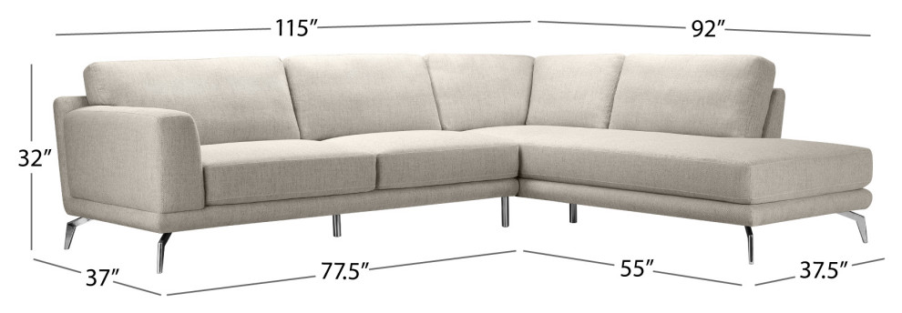 Andy 2 Piece Fabric Sectional   Midcentury   Sectional Sofas   by Abbyson Living  Houzz