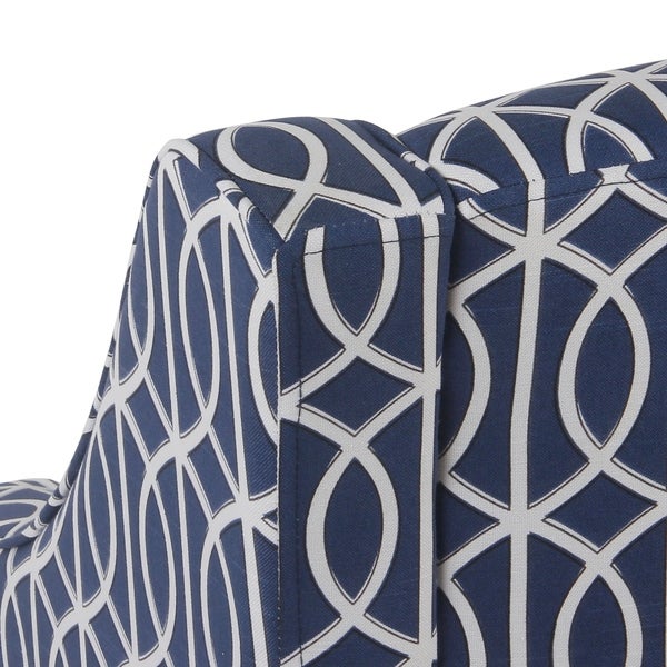 Porch and Den Cammy Blue Trellis Swoop Accent Chair