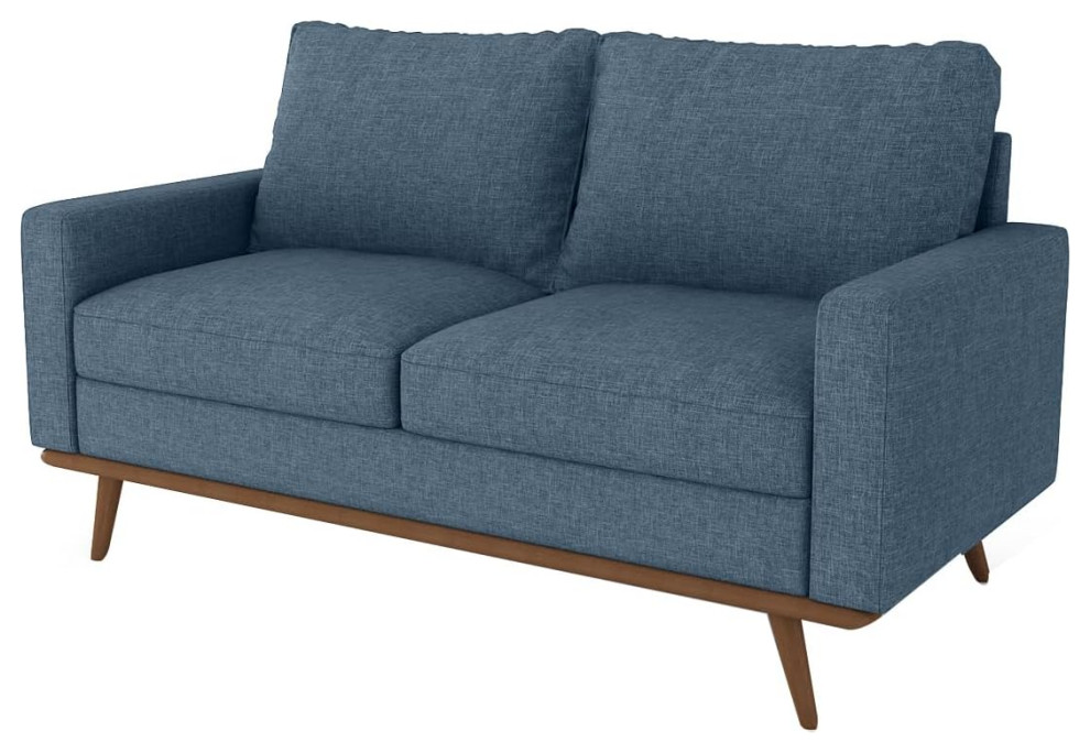 Modern Loveseat  Padded Linen Seat With Angled Legs  ampTrack Armrests   Modern   Loveseats   by Decor Love  Houzz