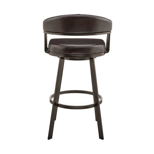 Bronson Modern Swivel Counter/Bar Stool in Faux Leather and Metal