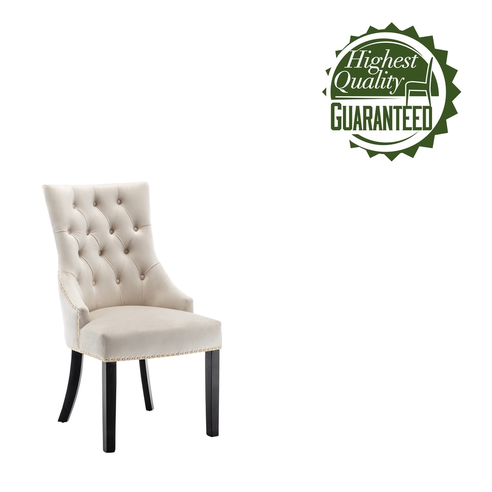 Porthos Home Dev Tufted Velvet Dining Chairs with Rubberwood Legs  Set of 2